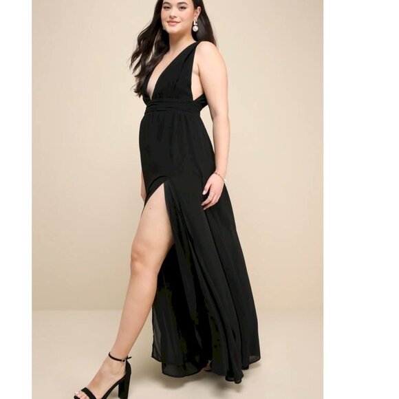 Lulus Heavenly Hues Black Maxi Dress Size XL NWOT - Picture 4 of 8